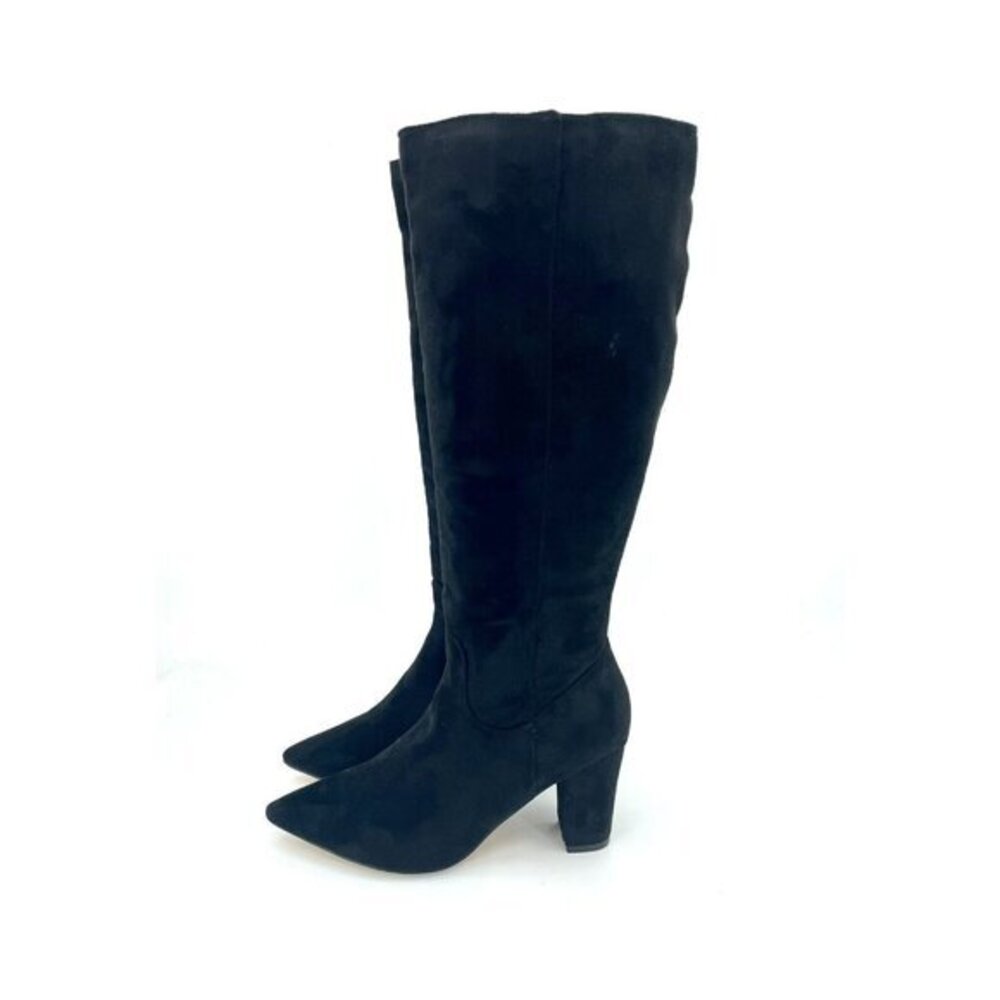Catherine Malandrino Black Faux Suede Textile Upper Heeled Boots SZ 10 New